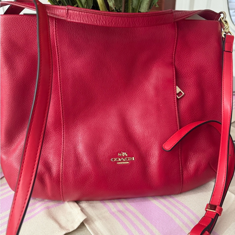Coach Vibrant Red Leather Shoulder Bag - Used/Pre Owned